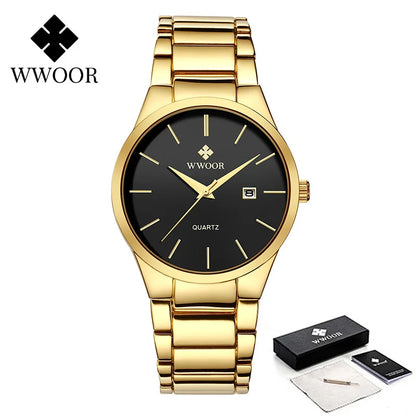 Relojes Hombre 2025  New Top Brand Watch Men Quartz Business Sports Luxury Gold Black Waterproof Calendar Wristwatches