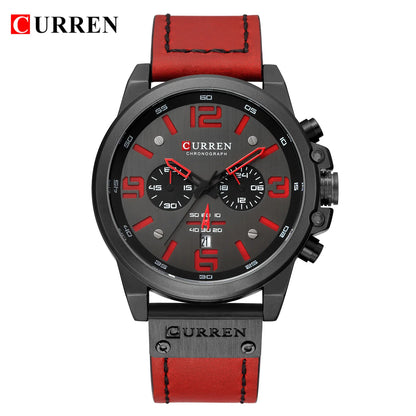 Mens Watches Top Luxury Brand Waterproof Sport Wrist Watch Chronograph Quartz Military Genuine Leather Relogio Masculino