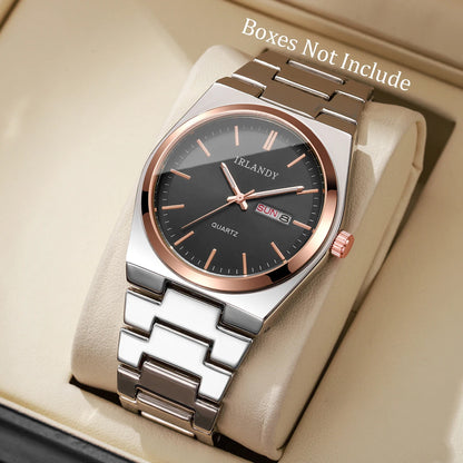 Luxury Men Business Watches Calendar Quartz Wristwatches for Mens Clock Reloj Hombre（Without Box）