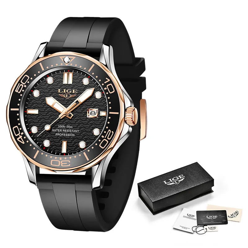 2025  New Business Mens Watches Top Brand Luxury Dive Watch for Men Waterproof Date Clock Sport Watch Relogio Masculino+Box