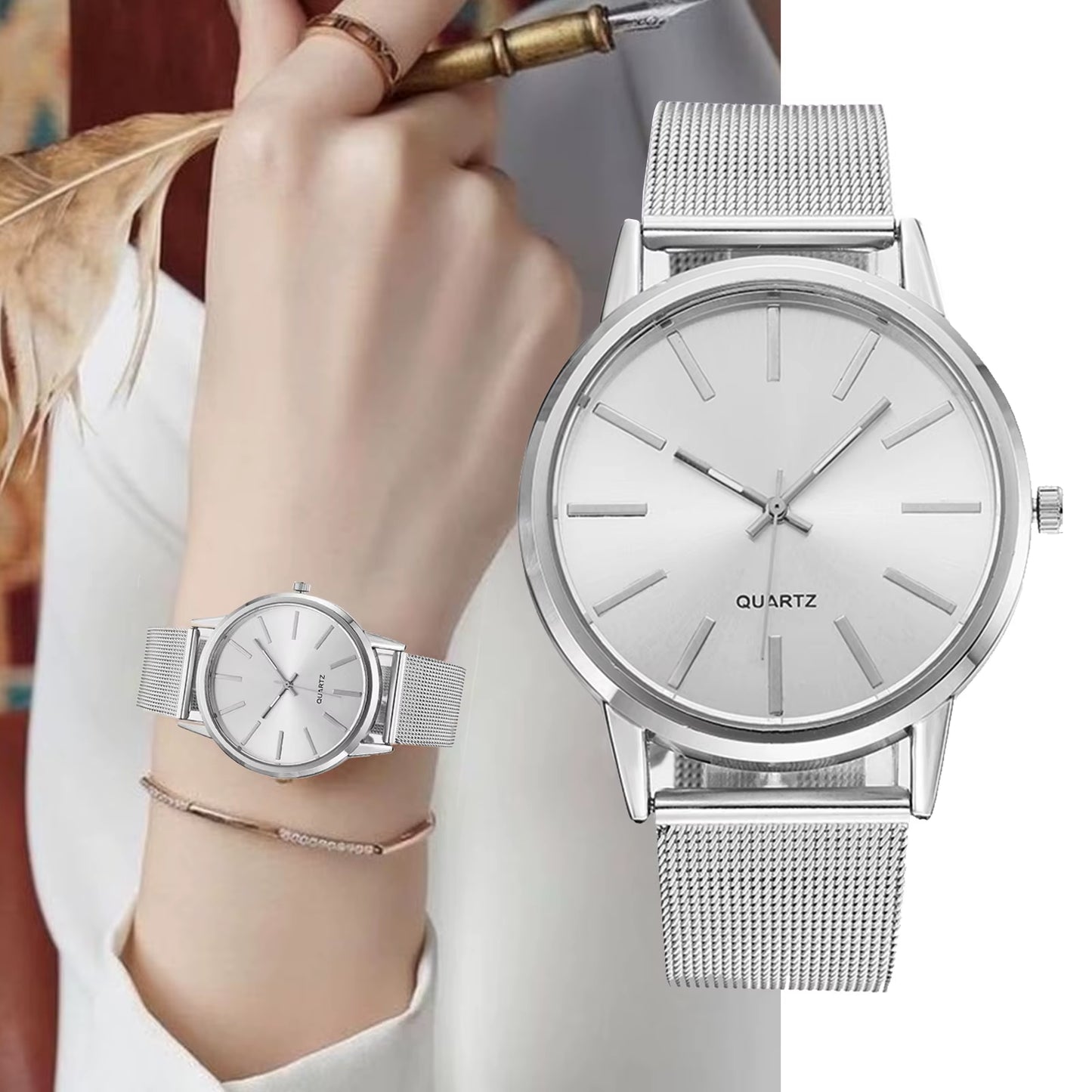 Luxury Women Watches 2025 New in Stylish Silver Minimalist Business Elegant Ladies Quartz Watch Leather Steel Clock Reloj Mujer