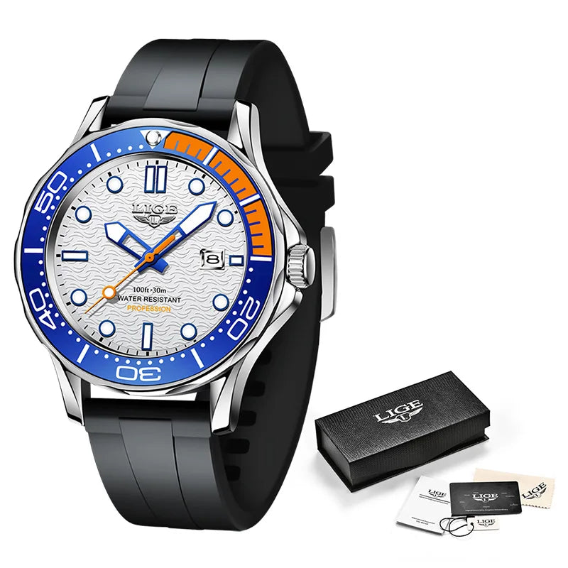2025  New Business Mens Watches Top Brand Luxury Dive Watch for Men Waterproof Date Clock Sport Watch Relogio Masculino+Box