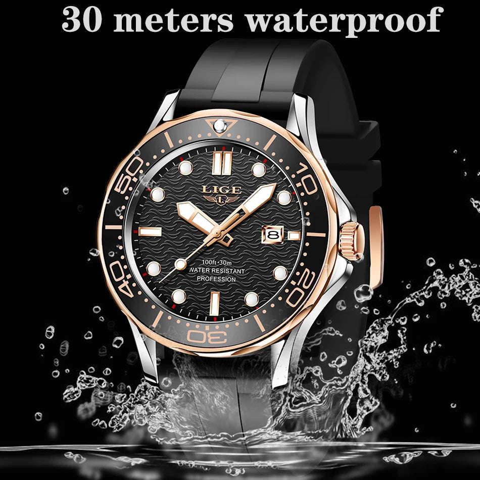 2025  New Business Mens Watches Top Brand Luxury Dive Watch for Men Waterproof Date Clock Sport Watch Relogio Masculino+Box