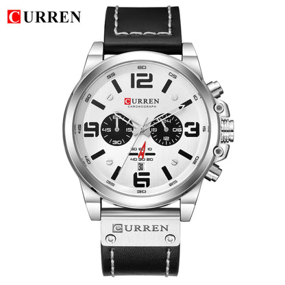 Mens Watches Top Luxury Brand Waterproof Sport Wrist Watch Chronograph Quartz Military Genuine Leather Relogio Masculino