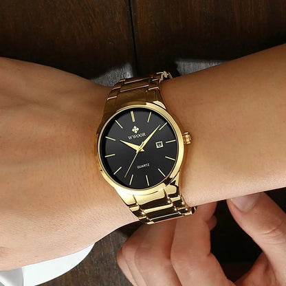 Relojes Hombre 2025  New Top Brand Watch Men Quartz Business Sports Luxury Gold Black Waterproof Calendar Wristwatches