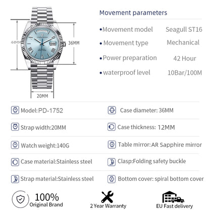 2026 New DD36 Men'S Watches Top Brand Luxury Mechanical Automatic Watch Men AR Sapphire Wristwatch Men 10Bar ST16