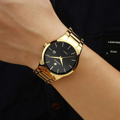 Relojes Hombre 2025  New Top Brand Watch Men Quartz Business Sports Luxury Gold Black Waterproof Calendar Wristwatches