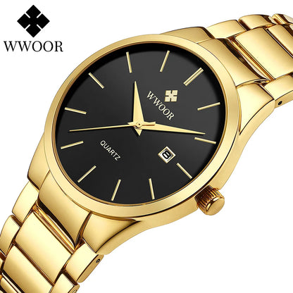 Relojes Hombre 2025  New Top Brand Watch Men Quartz Business Sports Luxury Gold Black Waterproof Calendar Wristwatches