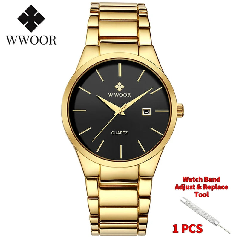 Relojes Hombre 2025  New Top Brand Watch Men Quartz Business Sports Luxury Gold Black Waterproof Calendar Wristwatches