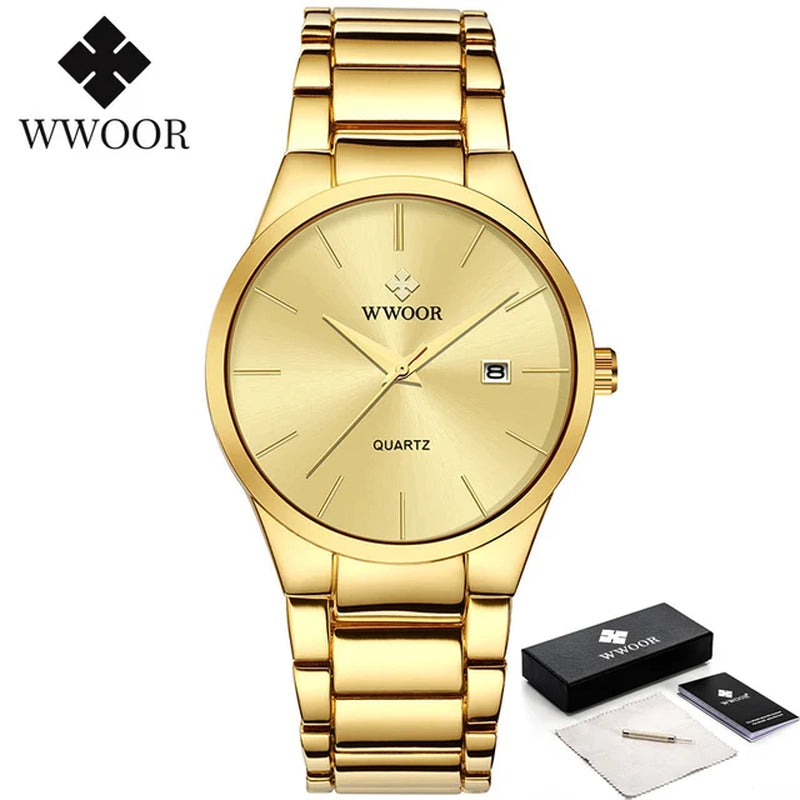 Relojes Hombre 2025  New Top Brand Watch Men Quartz Business Sports Luxury Gold Black Waterproof Calendar Wristwatches