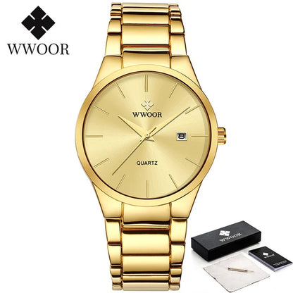 Relojes Hombre 2025  New Top Brand Watch Men Quartz Business Sports Luxury Gold Black Waterproof Calendar Wristwatches