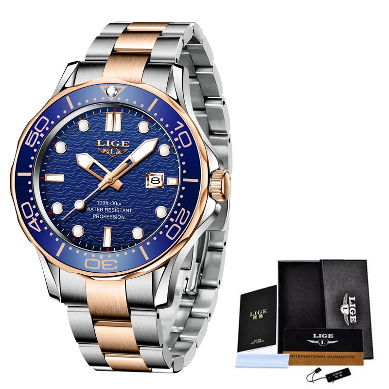 2025  New Business Mens Watches Top Brand Luxury Dive Watch for Men Waterproof Date Clock Sport Watch Relogio Masculino+Box