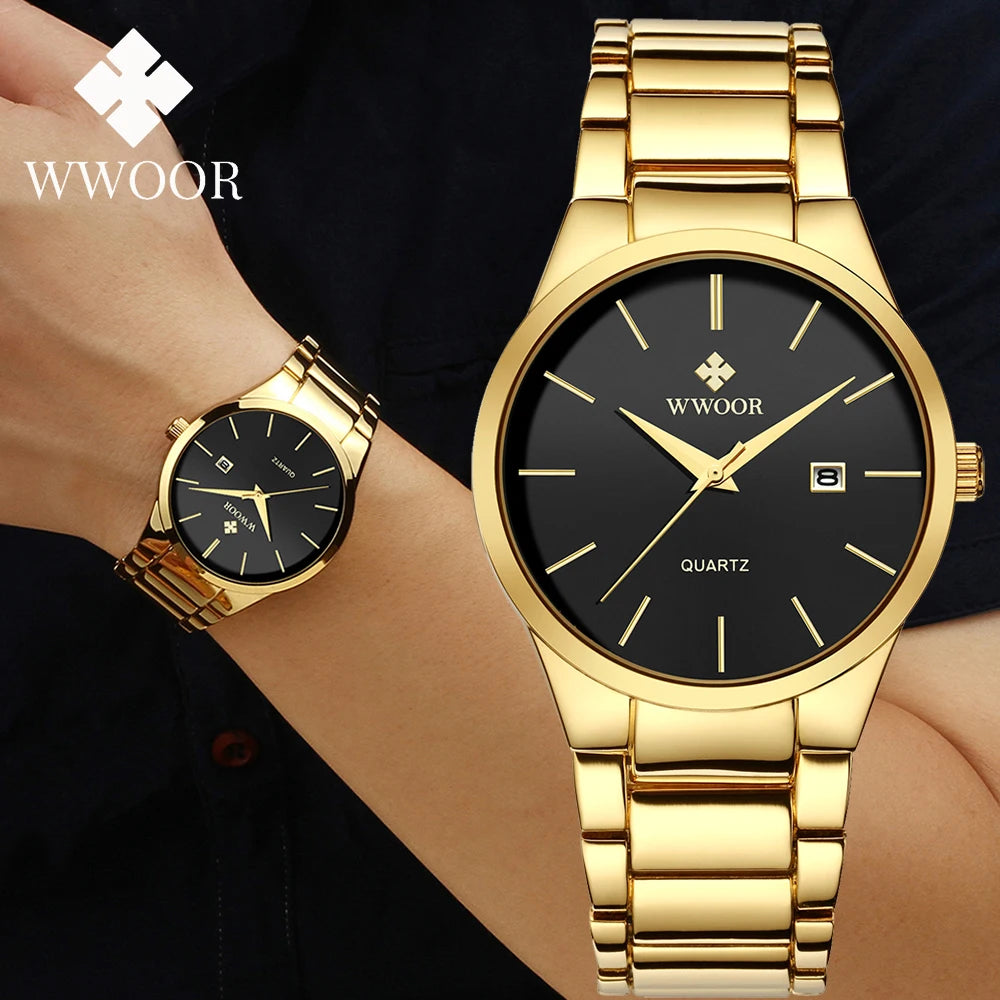 Relojes Hombre 2025  New Top Brand Watch Men Quartz Business Sports Luxury Gold Black Waterproof Calendar Wristwatches