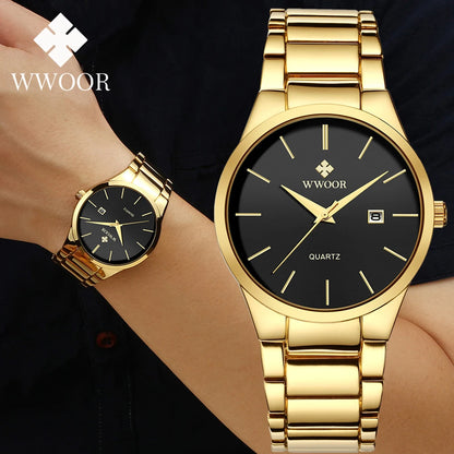 Relojes Hombre 2025  New Top Brand Watch Men Quartz Business Sports Luxury Gold Black Waterproof Calendar Wristwatches