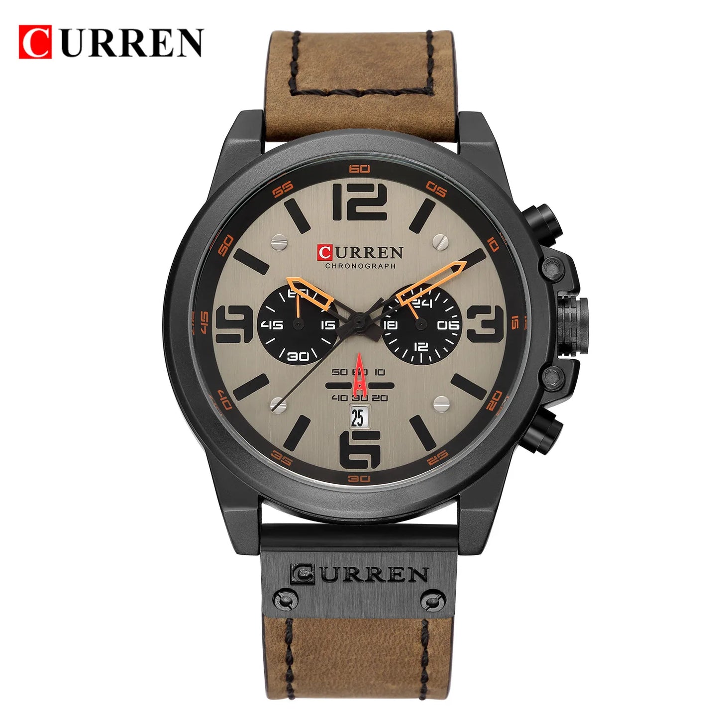 Mens Watches Top Luxury Brand Waterproof Sport Wrist Watch Chronograph Quartz Military Genuine Leather Relogio Masculino