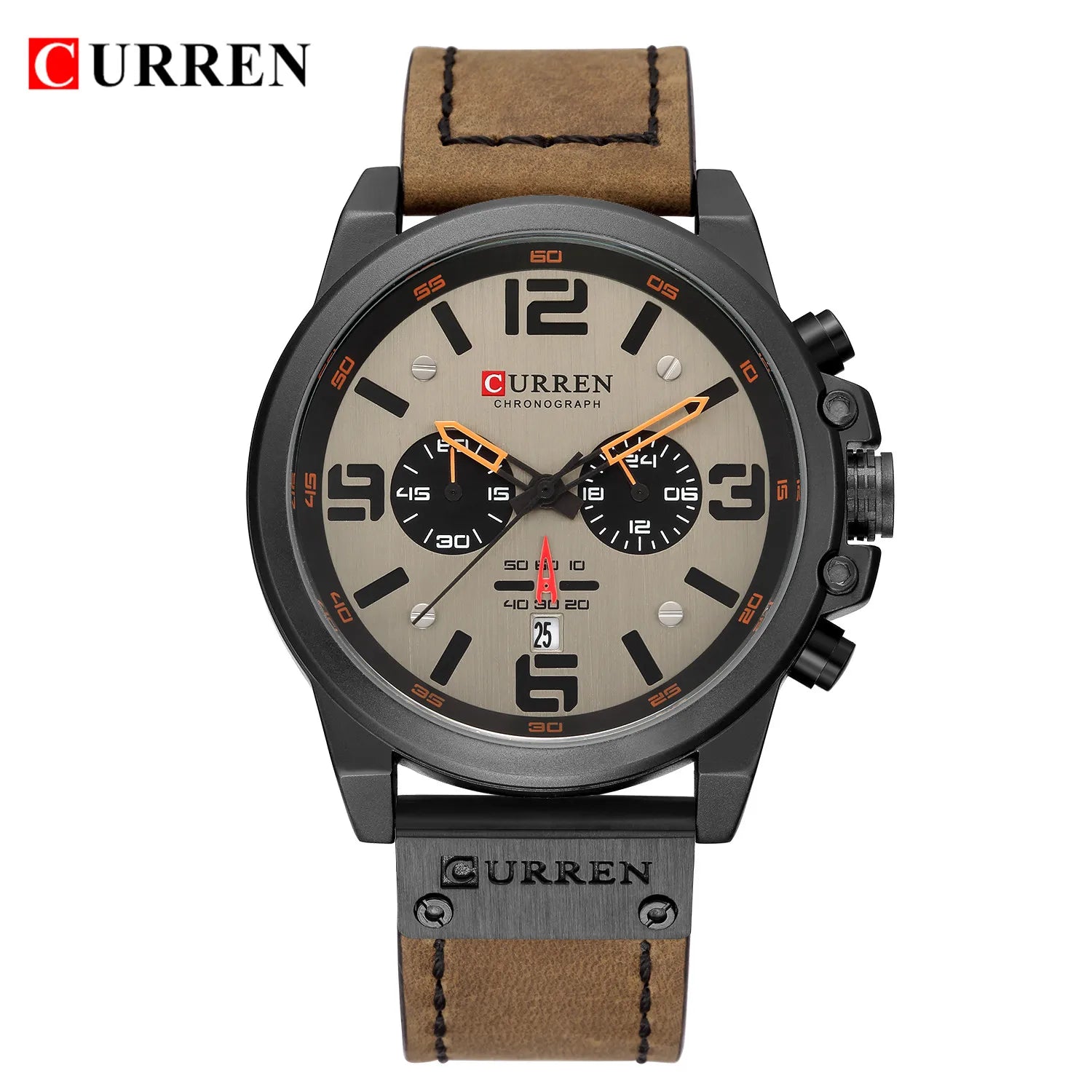 Mens Watches Top Luxury Brand Waterproof Sport Wrist Watch Chronograph Quartz Military Genuine Leather Relogio Masculino
