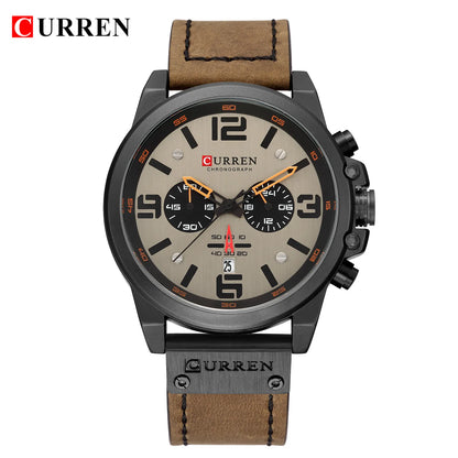 Mens Watches Top Luxury Brand Waterproof Sport Wrist Watch Chronograph Quartz Military Genuine Leather Relogio Masculino