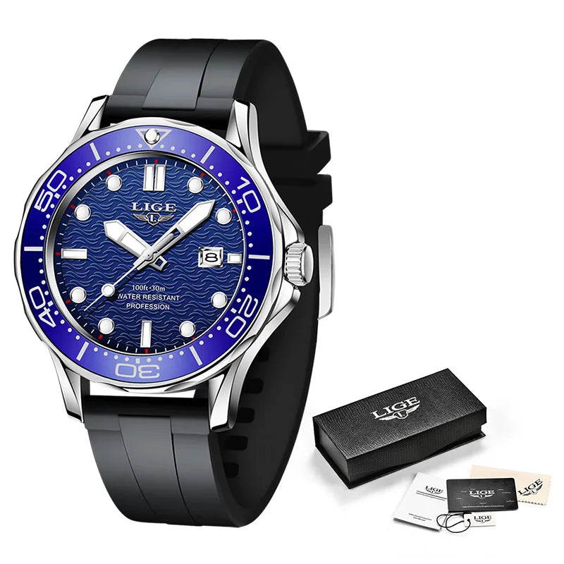 2025  New Business Mens Watches Top Brand Luxury Dive Watch for Men Waterproof Date Clock Sport Watch Relogio Masculino+Box
