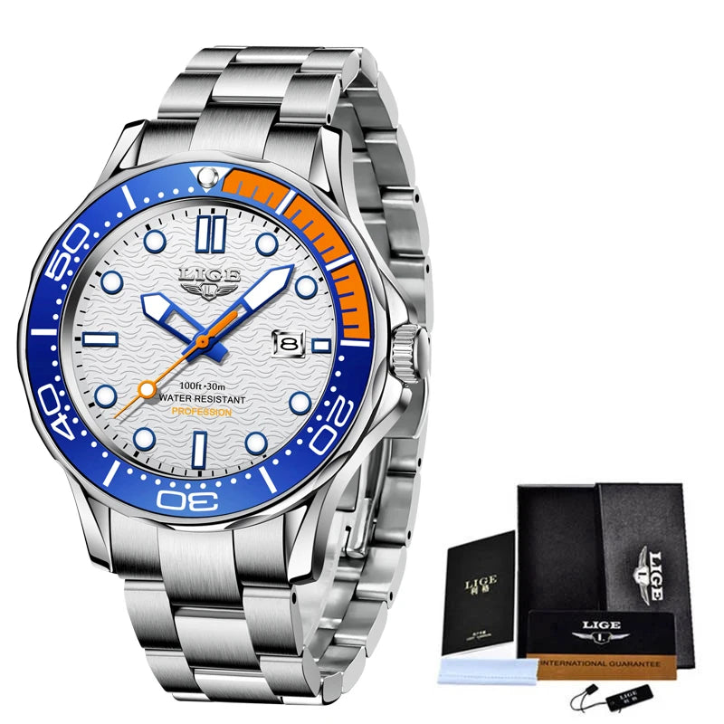 2025  New Business Mens Watches Top Brand Luxury Dive Watch for Men Waterproof Date Clock Sport Watch Relogio Masculino+Box