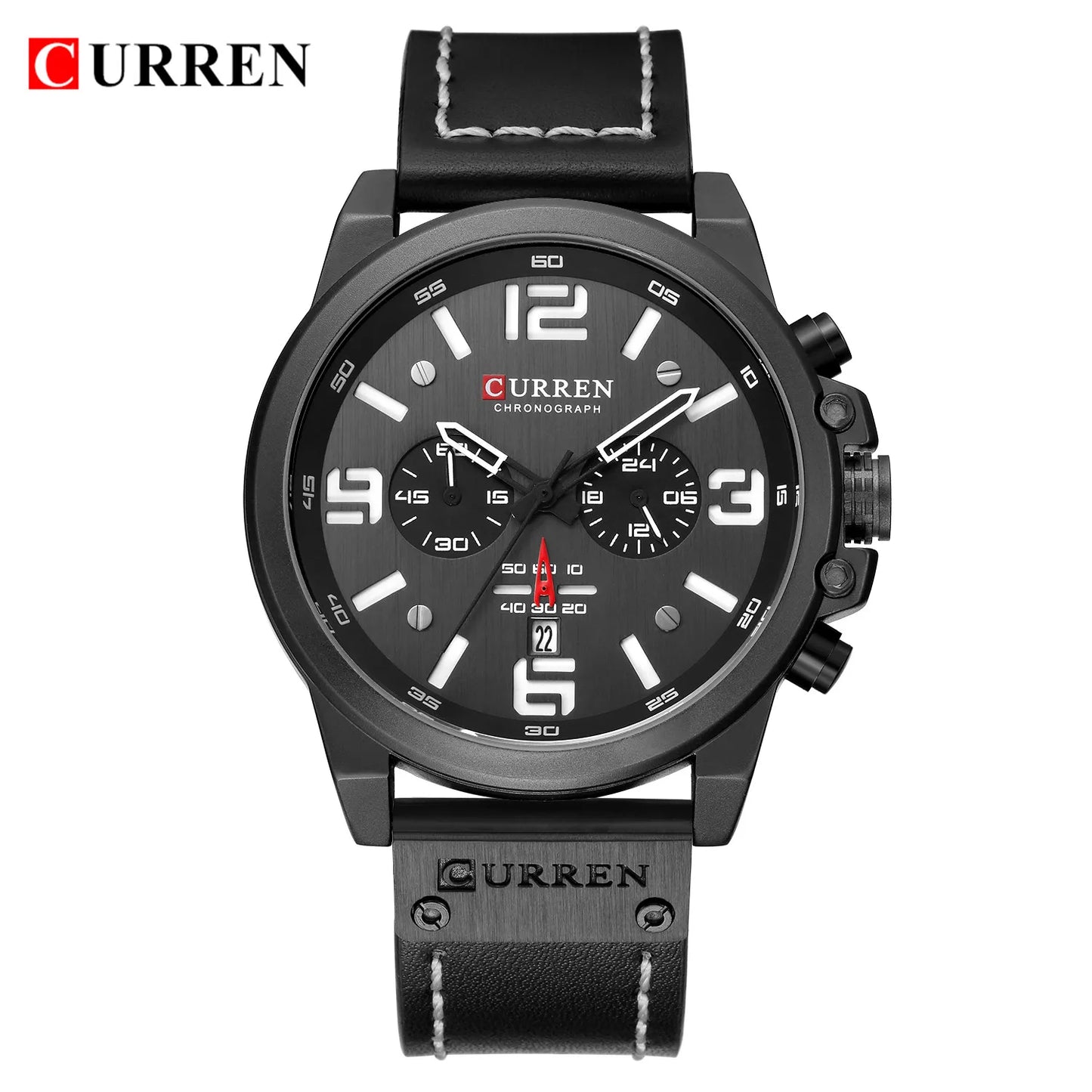 Mens Watches Top Luxury Brand Waterproof Sport Wrist Watch Chronograph Quartz Military Genuine Leather Relogio Masculino