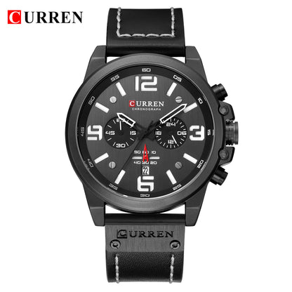 Mens Watches Top Luxury Brand Waterproof Sport Wrist Watch Chronograph Quartz Military Genuine Leather Relogio Masculino