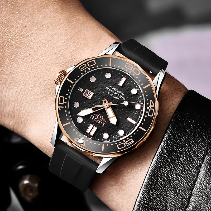 2025  New Business Mens Watches Top Brand Luxury Dive Watch for Men Waterproof Date Clock Sport Watch Relogio Masculino+Box
