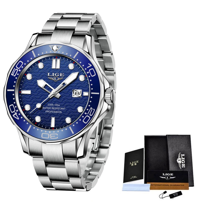 2025  New Business Mens Watches Top Brand Luxury Dive Watch for Men Waterproof Date Clock Sport Watch Relogio Masculino+Box