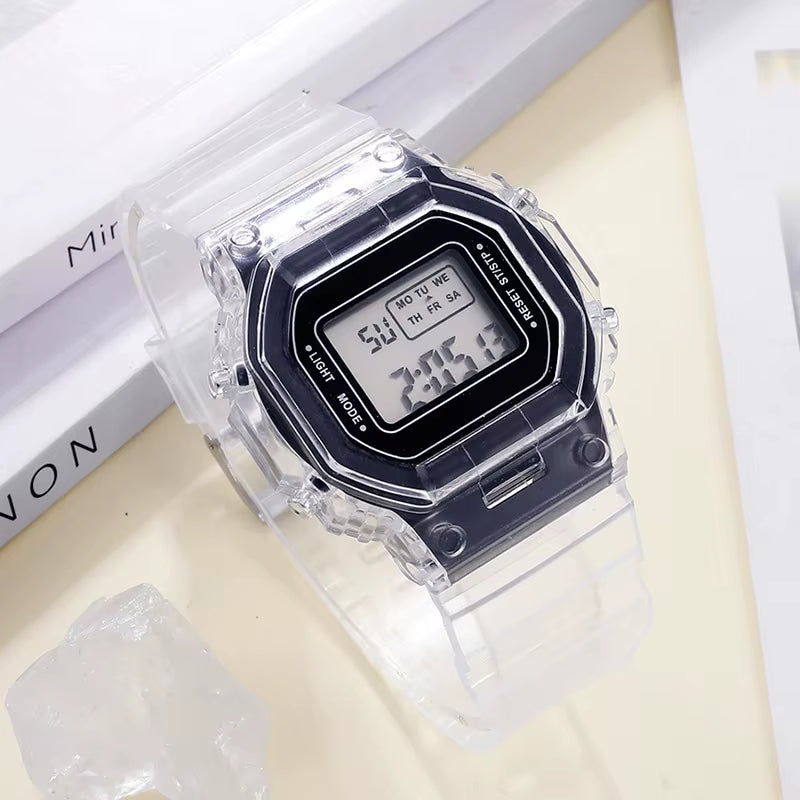 Sports Electronic Watch Men and Women Square Junior High School High School Students Black Gray LED Digital Watches