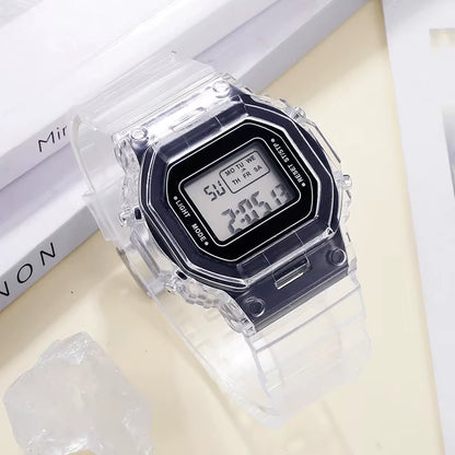 Sports Electronic Watch Men and Women Square Junior High School High School Students Black Gray LED Digital Watches