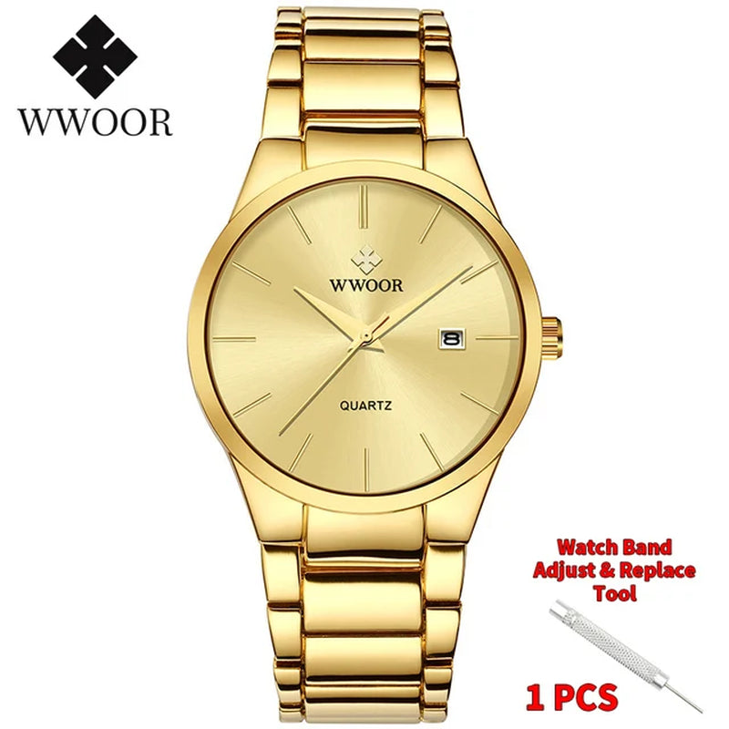 Relojes Hombre 2025  New Top Brand Watch Men Quartz Business Sports Luxury Gold Black Waterproof Calendar Wristwatches