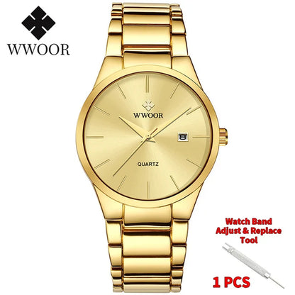 Relojes Hombre 2025  New Top Brand Watch Men Quartz Business Sports Luxury Gold Black Waterproof Calendar Wristwatches