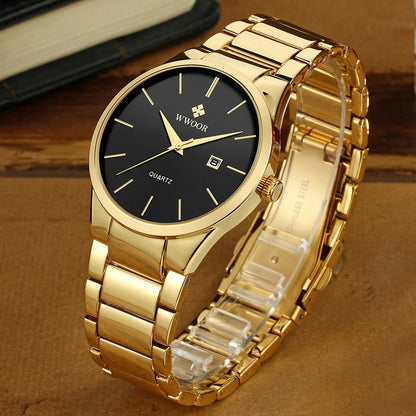 Relojes Hombre 2025  New Top Brand Watch Men Quartz Business Sports Luxury Gold Black Waterproof Calendar Wristwatches