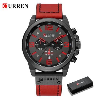Mens Watches Top Luxury Brand Waterproof Sport Wrist Watch Chronograph Quartz Military Genuine Leather Relogio Masculino