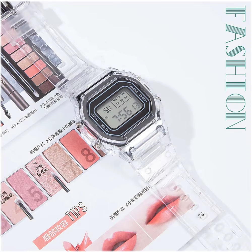 Sports Electronic Watch Men and Women Square Junior High School High School Students Black Gray LED Digital Watches
