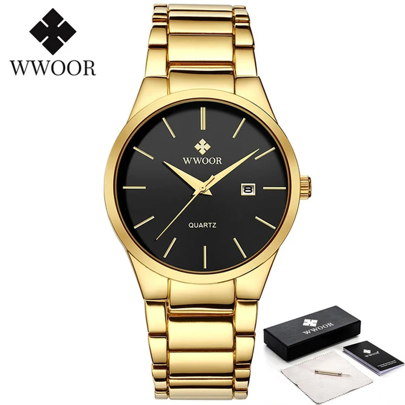 Relojes Hombre 2025  New Top Brand Watch Men Quartz Business Sports Luxury Gold Black Waterproof Calendar Wristwatches